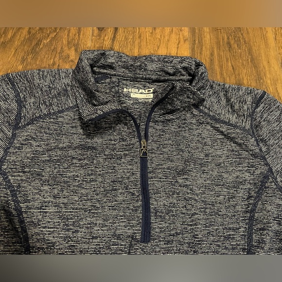 Head 3/4 zipper pullover athletic long sleeve shirt BNWOT navy blue stripes LRG - Picture 3 of 6